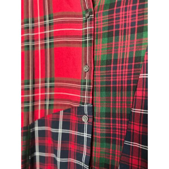 J. Jill lightweight plaid patchwork tunic top with pockets size medium - Picture 2 of 4